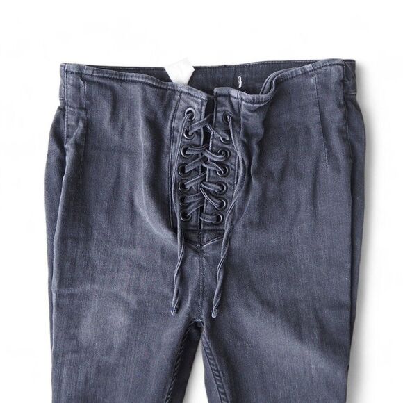 Free People High Rise Distressed Black Skinny Jeans Women's 27 - Picture 6 of 11